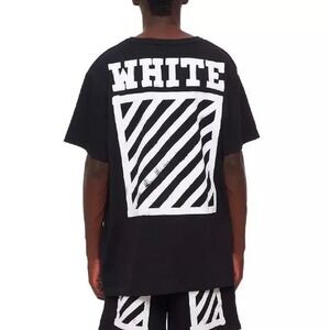 Off-White Diagonal Spray Paint‎ Logo Black T-Shirt OMAA002G20JER004 Mens M